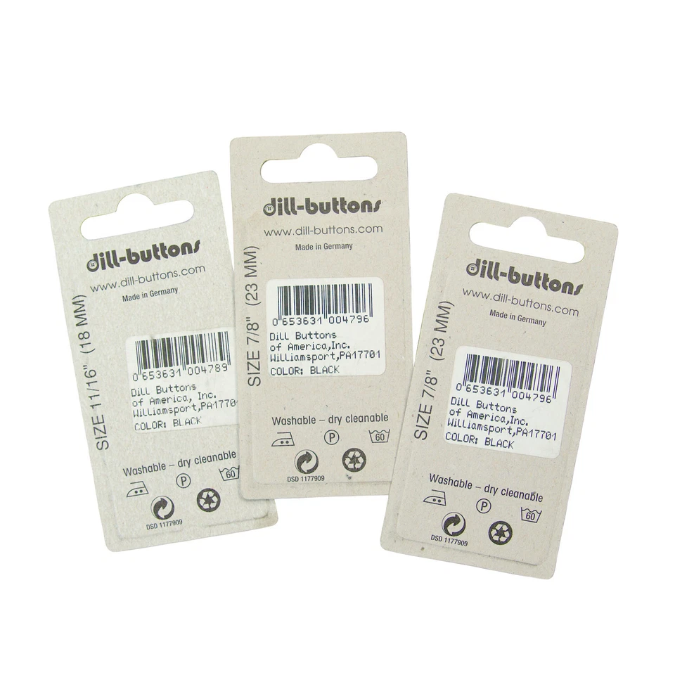 Dill Buttons Round Gold Plated Black Plastic Shank Loop Fasteners 18mm 23mm 3PK - Image 2 of 3