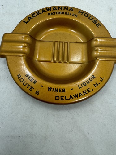 Antique Lackawanna House Ashtray Delaware N.J. Gold Enamel Metal Beer Wine - Picture 3 of 7