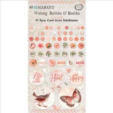 49 AND MARKET - WISHING BUBBLES N BAUBLES - 67 EPOXY STICKERS - 3 PKGS - CORAL