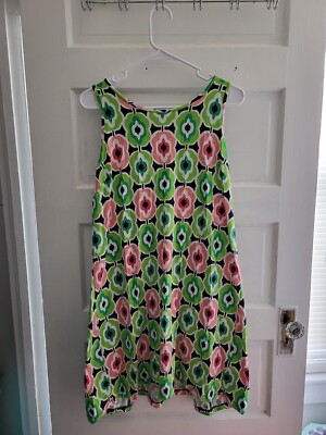 crown and ivy pink and green dress CROWN & IVY Pink Green White Sleeveless Collared V-Neck Spring Summer Dress  L