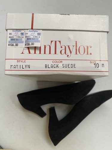 Vintage Ann Taylor schwarz Wildleder Blockabsatz Marilyn 10M - Bild 2 von 11