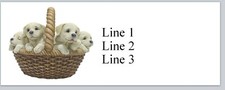 Personalized Address Labels Dogs Puppies in Basket (JX 467)