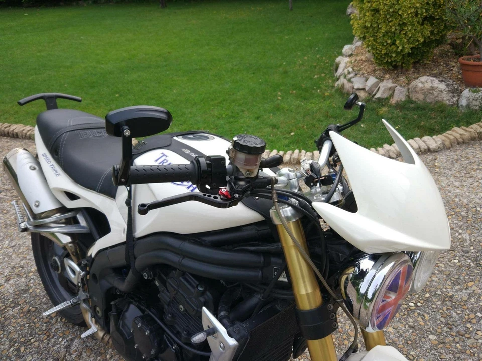 Espejos retrovisores de extremo de manillar triple de 7/8"" para motocicleta Triumph Speed 2008 2009 2010 Foto 2 de 4