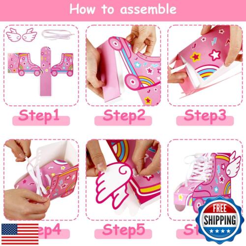 24 Pcs Roller Skating Birthday Party Favor Boxes Roller Skate Paper Boxes Tab - Picture 4 of 5