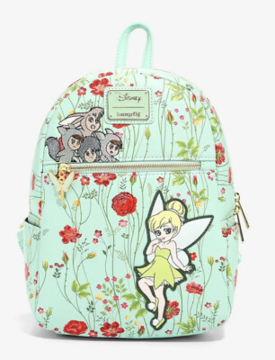 Loungefly Peter Pan Tinkerbell & Lost Boys Floral Mini Backpack Cardholder NEW
