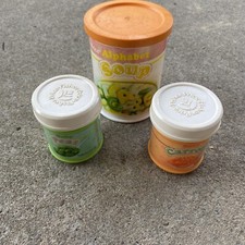 Vintage 1987 Fisher-Price Alphabet Soup Cans Only Fun With Food Made In USA