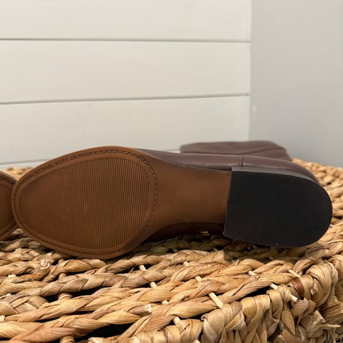 Stivali equitazione Michale Kors pelle marrone 8M al ginocchio logo MK equitazione zip - Foto 23 di 24