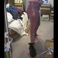 3/4 Vintage Zana Di Cotton Spandex Denim Purple Jean Pants Damaged Sun Bleached