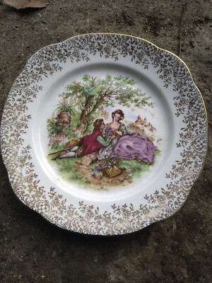 Sarreguemines Porzellan aus Frankreich Digoin Fragonard Lovers Teller