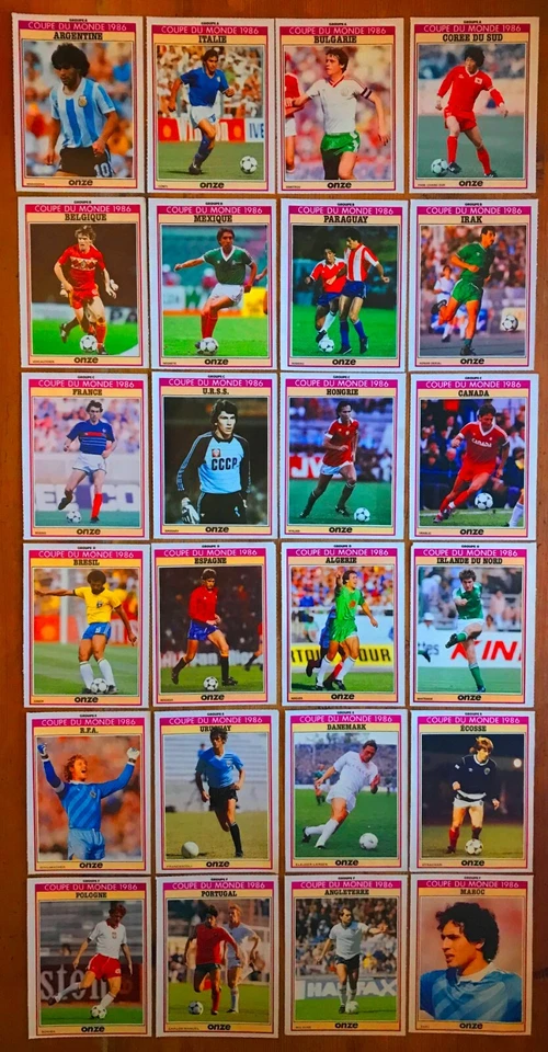 FOOTBALL 1986 LOT DE 24 FICHES ROOKIE STARS MONDIAL MEXICO 86' DONT MARADONA - Photo 4/4