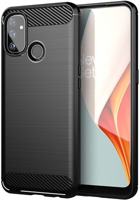 For ONEPLUS NORD N100 CARBON FIBER SHOCKPROOF CASE BLACK HEAVY DUTY PHONE COVER