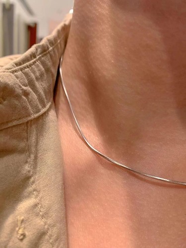 Square Snake Chain Necklace - 1.2mm Chains Necklaces Silver Color Women Jewelry - Picture 11 of 25