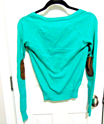 NWT Womens Juniors Long Sleeve Cardigan Sweater Elbow Patches Size Small #1 - Picture 3 of 3