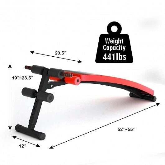 Folding Weight Bench Adjustable Sit-up Board Workout Slant Bench-Red - Color: Re - Image 4 of 4