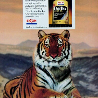 1984 Exxon Vintage UNIFLO TIGER Original Print Ad 8.5 x 11