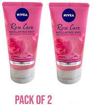 Image of Pack of 2 Nivea Rose Care Micellar Face Wash 150ml With ORGANIC ROSE WATER