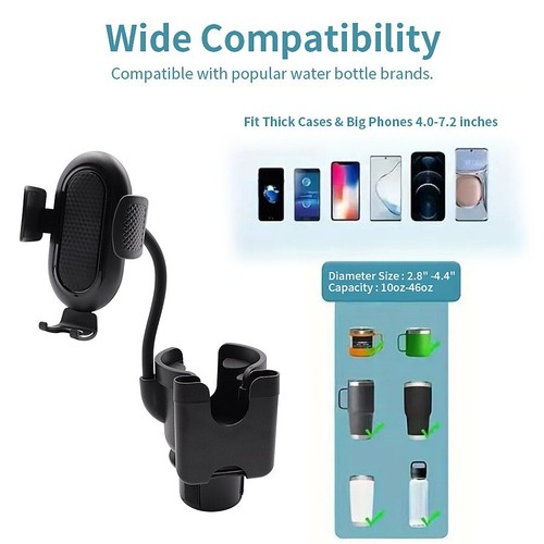 3 in1 Car Cup Holder Phone Mount Adjustable Base 360° Cell Phone Holder Expander - 第 7/12 張圖片