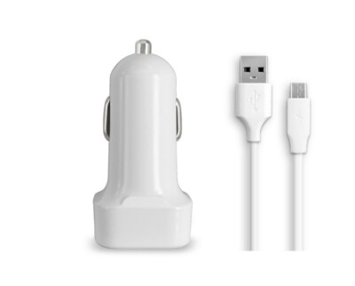 Fast Car Charger+3ft USB Cord Cable for TracFone ZTE ZFive G Z557BL / Z558VL