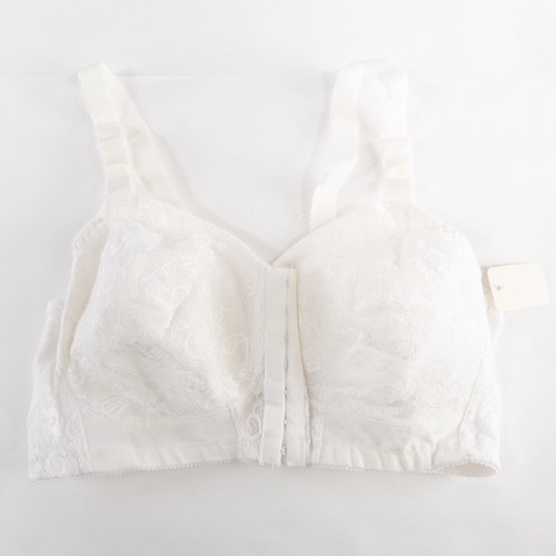 Naturalwear By Camp Mastectomy Bra 34C Beige Lace Trim Wireless Pockets Vintage - Picture 1 of 8