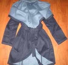 H by HALSTON Navy Blue Shawl Collar Colorblock Doubleface Wool Bld 4 Coat Jacket