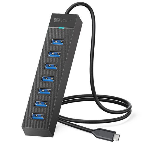SANZANG 7 Port USB 3.0 Hub Splitter Adapter High Speed For PC Mac Desktop Dell - Picture 3 of 11
