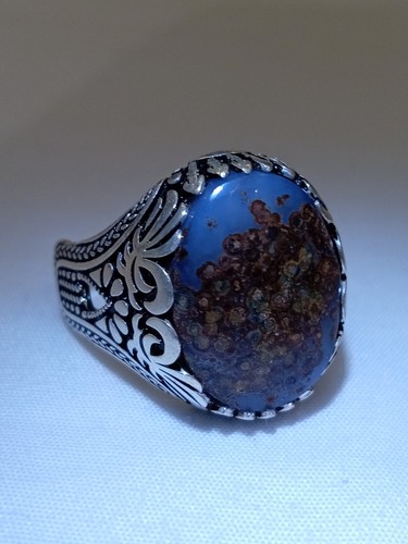 Men 925 Silver Ring Original Natural Yemeni Agate,luxury Aqeeq Gift,عقيق سليماني - Picture 5 of 11