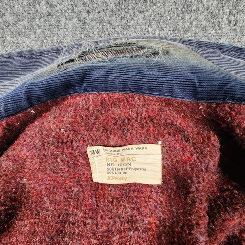 Vintage Big Mac Penneys Distressed Red Blanket Lined Denim Chore Coat Jacket XL - Picture 10 of 12