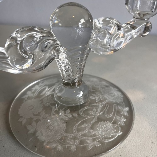 Vintage Tiffin Glass US Glass Hercules Candlesticks Etched Glass Base Cerice - Picture 8 of 10