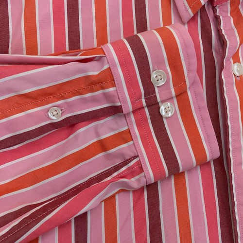Camisa Gap para Hombre Grande 16-16,5 Rosa Naranja Rayas Algodón Botones Mangas Largas - Imagen 3 de 12