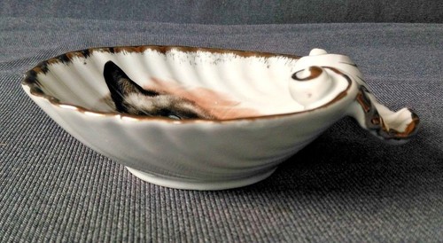 Vintage Recordacao De Portugal Porcelain Cat Face Shell Dish - Picture 2 of 12