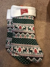 raindeer  Christmas Stocking Rite Aid Home 16 Inches Green New Raindee