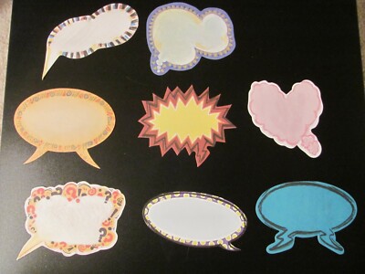 COLORBOK 8 PIECE VOICE BUBBLE DIE CUT ACCENTS SCRAPBOOKING CARDS NEW IN OPEN PKG