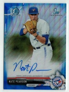 2017 Bowman Draft CHROME NATE PEARSON BLUE WAVE REFRACTOR AUTO AUTOGRAPH /150
