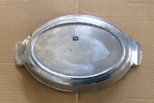 Heavyweight Vtg Pewter MEXICO Oval Serving Platter Tray W/Handle 11 3/4” L - Picture 4 of 6