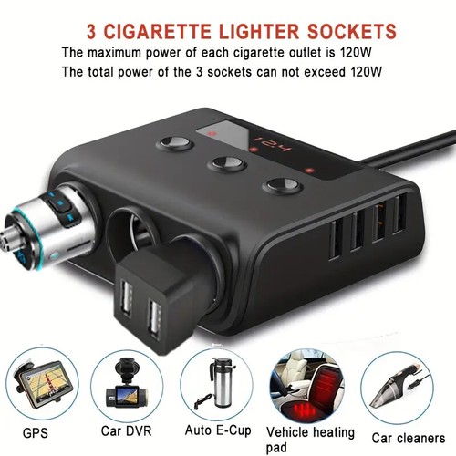 Auto KfZ Adapter 3 Fach Zigarettenanzünder Verteiler mit 4 USB 12V 24V Steckdose - Bild 6 von 16