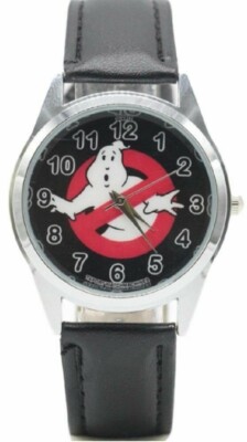 Ghostbusters No Ghost Logo Black Leather Band Wrist Watch