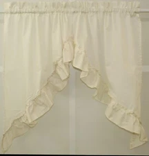 Stacey Solid Light Filtering Cafe Curtain Tier or Valance or Swag ICE CREAM