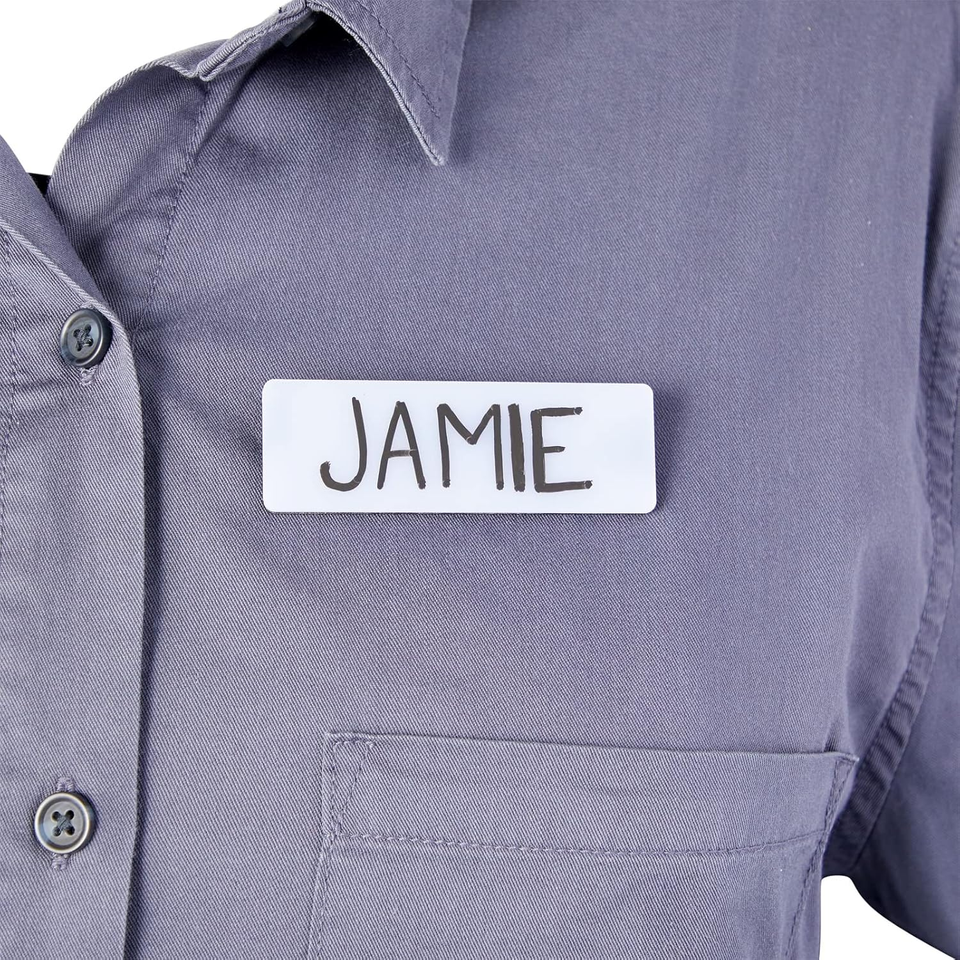 15Pack Blank Name Tag Pin Badges, White Blank Name Tags for Employee