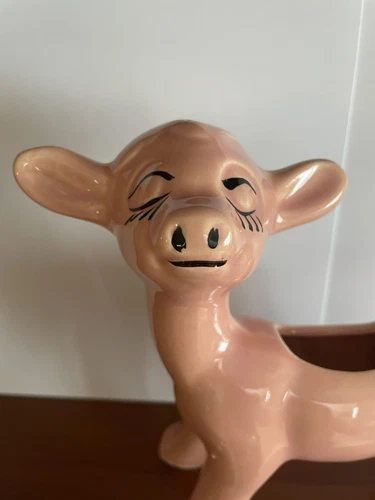 Vintage 1950s Shawnee USA Calf Planter Large Size 7 Inches Cold Paint Face MCM