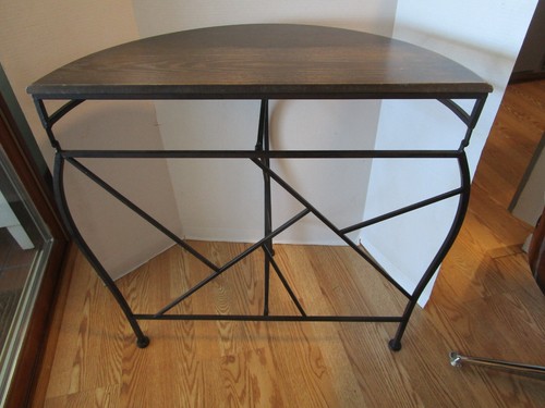 Contemporary Metal & Faux-Wood Half Moon Demilune console Table Foldable 30.75”W - Picture 6 of 11