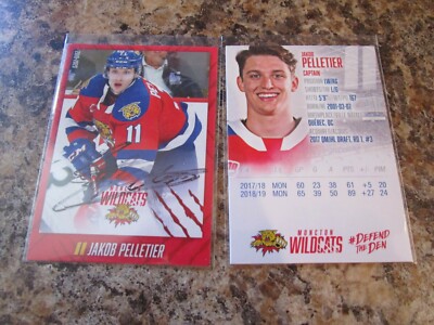 2019-20 MONCTON WILDCATS JAKOB PELLETIER SIGNED TEAM CARD