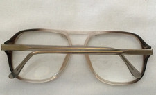 Vtg Luxottica Stanley Oversized Taupe Amber Eyeglasses Frames Made Italy 145MM