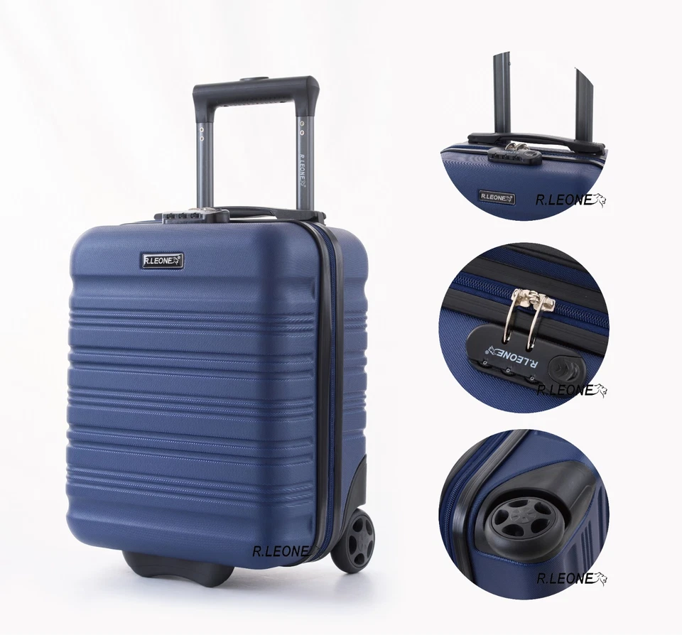 R.Leone Bagaglio a Mano 40x30x20cm Wizzair Vueling 2 Ruota in ABS 915 - Immagine 3 di 4