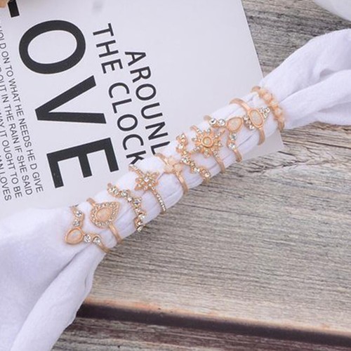 New 10Pcs/Set Boho Opal Finger Ring Rhinestone Knuckle Rings Set Jewelry Gift - Picture 6 of 6