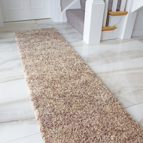 Beige Natural Rugs Super Soft Shaggy Fluffy Rug Stripe Brown Giant Carpet Rugs - Picture 10 of 25
