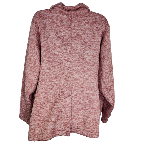 Lands' End Fleece Blazer Jacket Womens 2X Red Herringbone 1 Button Knit Maroon - Picture 2 of 13