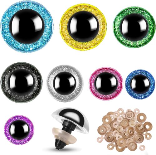 160Pcs Large Safety Eyes for Amigurumi Glitter Eye for Stuffed Animals for DIY