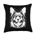 Cardigan Welsh Corgi Dog Breed White Paint Splatter Art Throw Pillow