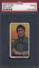 T206 Nap Lajoie With Bat Cleveland PSA 2 Sweet Caporal Back