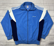 Vintage Adidas Track Jacket West Germany Blue Full Zip Trefoil Mens XXL Retro